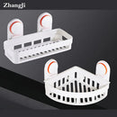 GobekUsa ABS Bathroom Shelf: Wall Mounted Suction Cup Corner Basket Holder & Shower Shelf