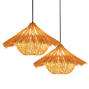 Handwoven Rattan Bamboo Pendant Light in Black