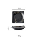 GobekUsa Black Ceramic Sushi Plate and Rice Bowl Set