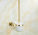 GobekUsa Gold Brass Bath Hardware Set: Towel Rack, Paper Holder, Toilet Brush Holder, Towel Ranger, Hooks