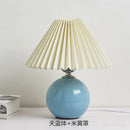 GobekUsa Japanese Ceramic Table Lamps Living Room Pleated Skirt Lampshade Warm Bedroom Lighting
