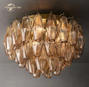 GobekUsa LED Glass Flushmount Ceiling Lamp Modern Round Fixture - Brass Finish