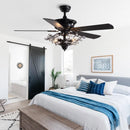 GobekUsa 52" Luxury Crystal Ceiling Fan with Lights, Remote Control, DC Motor Wood Fan