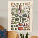 GobekUsa Botanical Plant Chart Tapestry Wall Hanging - Boho Decor Art Illustration