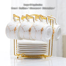 GobekUsa 200ml Marble Ceramic Tea Set with Spoon and Saucer