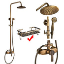 GobekUsa Antique Brass Shower Faucet Set with 8'' Rainfall Head & Swivel Spray