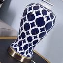 GobekUsa Blue Ceramic Table Lamp - American Retro LED Table Lamp for Bedroom, Living Room