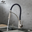 GobekUsa LED Swivel Pull Down Kitchen Faucet with Hot and Cold Water Mixer