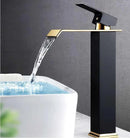 GobekUsa Black Gold Basin Faucet Deck Mounted Bathroom Sink Tap Cold Hot Water Mixer