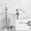 GobekUsa Black Floor Mounted Bathtub Faucet Set with Waterfall Mixer Tap