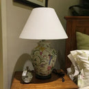 GobekUsa Coral Flower Bird Ceramic Table Lamp Hand-Painted Crack Glaze Living Room Table Lamp