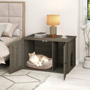 Hidden Cat Litter Box Enclosure Furniture with Divider-Oak
