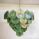 Elegant Green Murano Disc Chandelier
