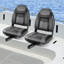 High Back Folding Boat Seats with Black Grey Sponge Cushion and Flexible Hinges by LJGDeals