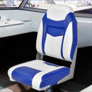 High Back Folding Boat Seat with Blue White Sponge Cushion and Flexible Hinges-Blue by LJGDeals