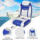 High Back Folding Boat Seat with Blue White Sponge Cushion and Flexible Hinges-Blue by LJGDeals