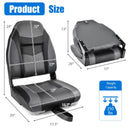 High Back Folding Boat Seats with Black Grey Sponge Cushion and Flexible Hinges by LJGDeals