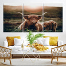 Highland Cow Animal Canvas Wall Art Texas Cattle Art Print