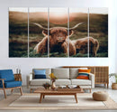 Highland Cow Animal Canvas Wall Art Texas Cattle Art Print