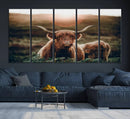 Highland Cow Animal Canvas Wall Art Texas Cattle Art Print by MyGreatCanvas | Canvas Wall Art Prints | Photo Prints & Wall Decor