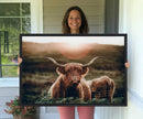 Highland Cow Animal Canvas Wall Art Texas Cattle Art Print
