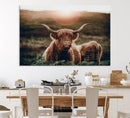 Highland Cow Animal Canvas Wall Art Texas Cattle Art Print