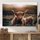 Highland Cow Animal Canvas Wall Art Texas Cattle Art Print