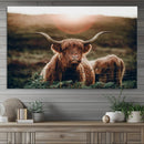 Highland Cow Animal Canvas Wall Art Texas Cattle Art Print