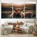 Highland Cow Animal Canvas Wall Art Texas Cattle Art Print