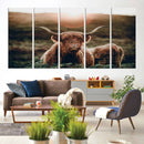 Highland Cow Animal Canvas Wall Art Texas Cattle Art Print