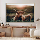 Highland Cow Animal Canvas Wall Art Texas Cattle Art Print