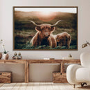 Highland Cow Animal Canvas Wall Art Texas Cattle Art Print