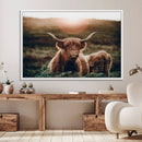 Highland Cow Animal Canvas Wall Art Texas Cattle Art Print