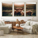Highland Cow Animal Canvas Wall Art Texas Cattle Art Print