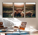 Highland Cow Animal Canvas Wall Art Texas Cattle Art Print