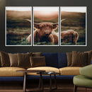 Highland Cow Animal Canvas Wall Art Texas Cattle Art Print