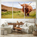 Highland Cow Animal Canvas Wall Art Texas Cattle Art Print