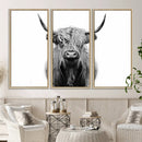 Highland Cow Canvas Wall Art Print – Farmhouse Black White