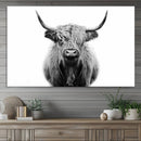 Highland Cow Canvas Wall Art Print – Farmhouse Black White