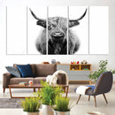 Highland Cow Canvas Wall Art Print – Farmhouse Black White