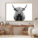 Highland Cow Canvas Wall Art Print – Farmhouse Black White
