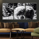 Highland Cow Canvas Wall Art – Black and White Minimalist