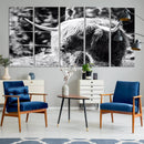 Highland Cow Canvas Wall Art – Black and White Minimalist