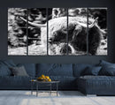 Highland Cow Canvas Wall Art – Black and White Minimalist