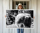 Highland Cow Canvas Wall Art – Black and White Minimalist