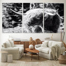 Highland Cow Canvas Wall Art – Black and White Minimalist