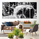 Highland Cow Canvas Wall Art – Black and White Minimalist