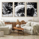 Highland Cow Canvas Wall Art – Black and White Minimalist