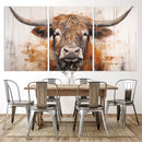 Highland Cow Canvas Wall Art Print – Rustic Farmhouse Decor
