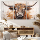 Highland Cow Canvas Wall Art Print – Rustic Farmhouse Decor